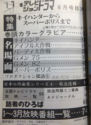 テレビジョンドラマ』No.16 特集 キイハンターからスーパーポリス - 澱