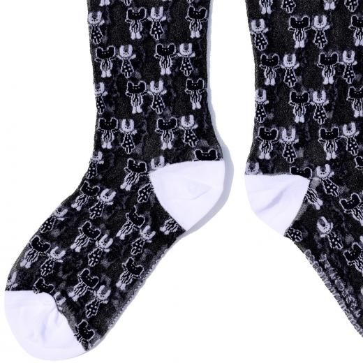 クマくんうさぎさん超長スケスケ2足（白）（黒）400円OFF