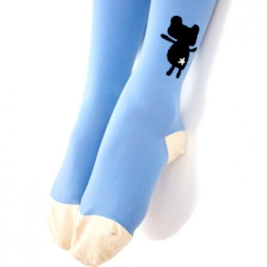 クマくんタイツ （ブルー）（22-26cm) - ココモノママニ公式通販サイト