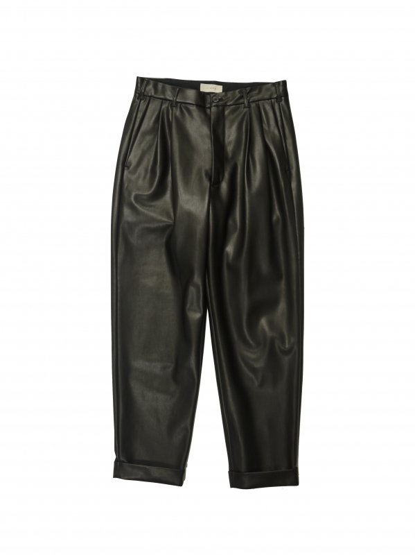 [40%OFF] JieDa　FAKE LEATHER 2TUCK TAPERED PANTS