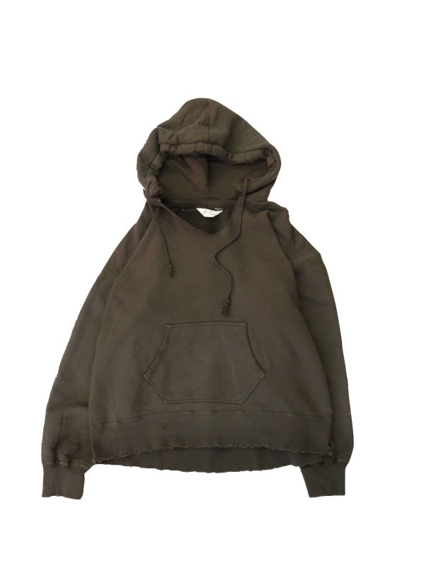ANCELLM　DYED DAMAGE HOODIE (F.BLK)