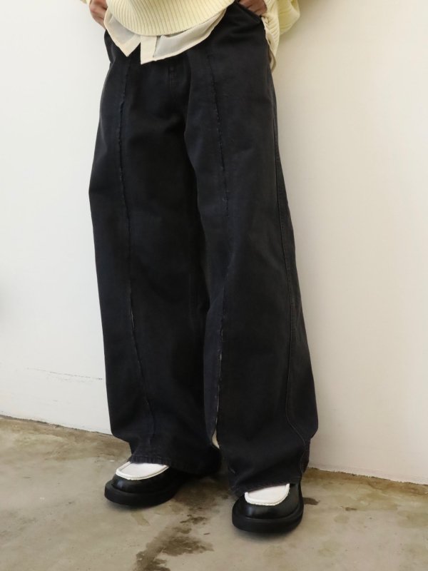 JieDa CUTTING WIDE DENIM (BLK) - KIKUNOBU WEB STORE