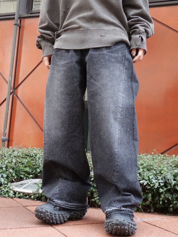 JieDa USED 3D BAGGY DENIM (BLK) - KIKUNOBU WEB STORE