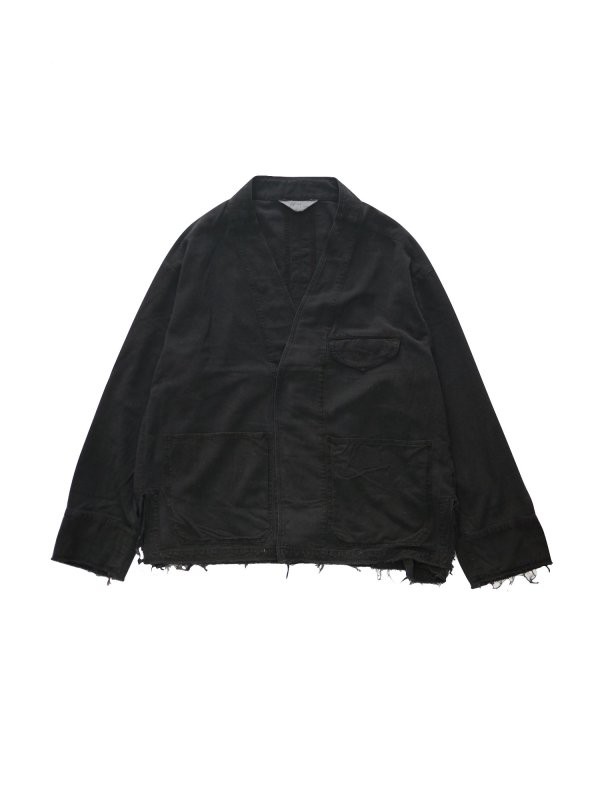 <img class='new_mark_img1' src='https://img.shop-pro.jp/img/new/icons47.gif' style='border:none;display:inline;margin:0px;padding:0px;width:auto;' />ANCELLMSILK SUEDE COLLARLESS JACKET (BLK)