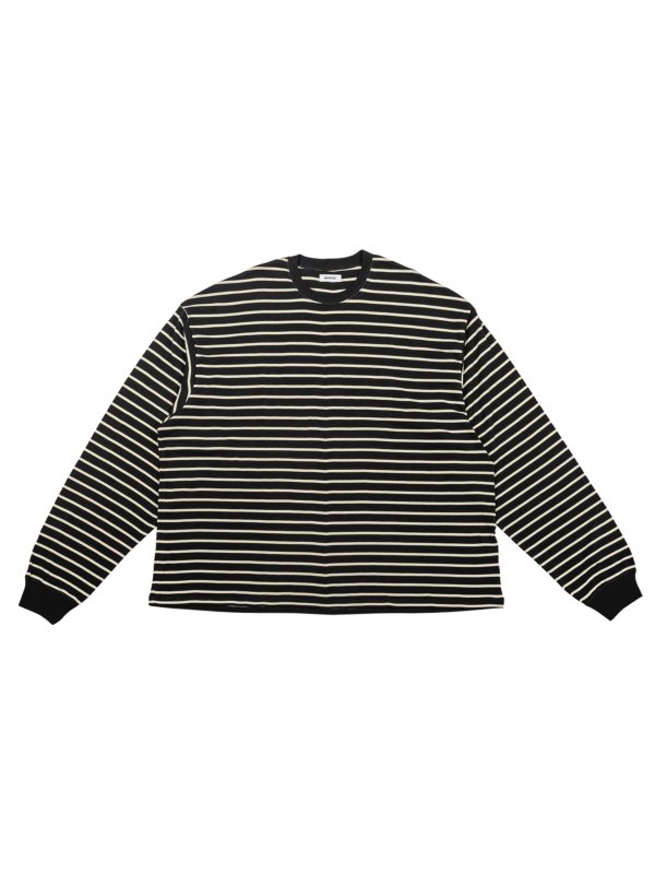 BASICKSOversized Stripe Long T-shirt (BLK)