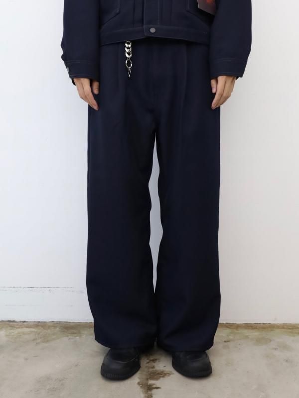 JieDa WIDE ONE TUCK STRAIGHT PANTS (NAV) - KIKUNOBU WEB STORE