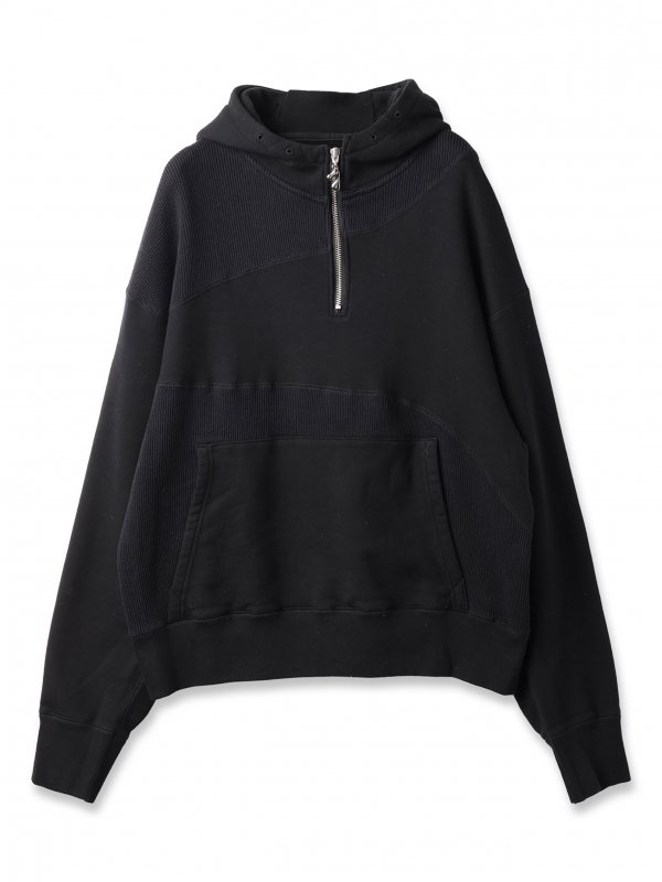 JieDaDRAPING HALF ZIP SWEAT HOODIE (BLK)