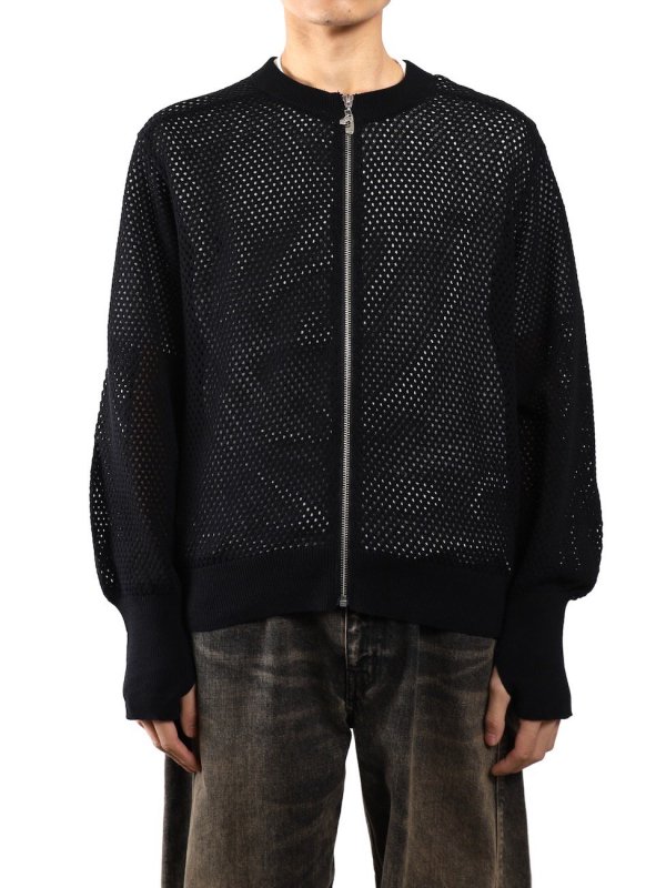 JieDaMESH ZIP CARDIGAN (BLK)