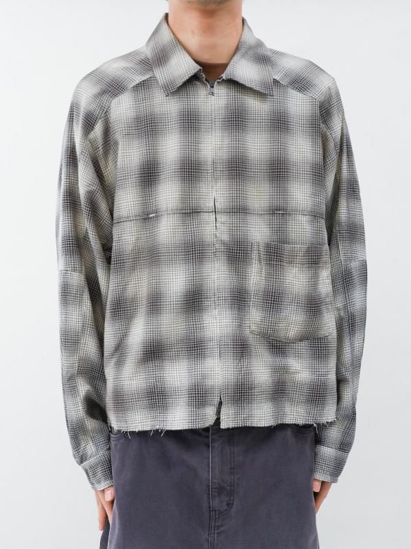 OMBRECHECK SHORT ZIPUP SHIRT(BROWN) – ANCELLM