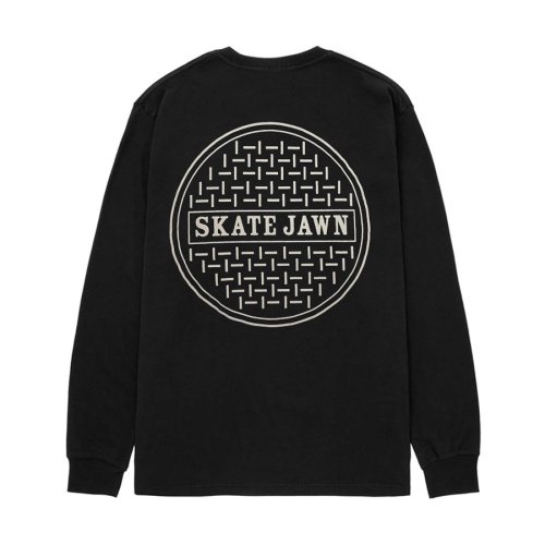 <img class='new_mark_img1' src='https://img.shop-pro.jp/img/new/icons8.gif' style='border:none;display:inline;margin:0px;padding:0px;width:auto;' />SKATE JAWN - SEWER CAP LONG SLEEVE TEE (Black)の商品画像