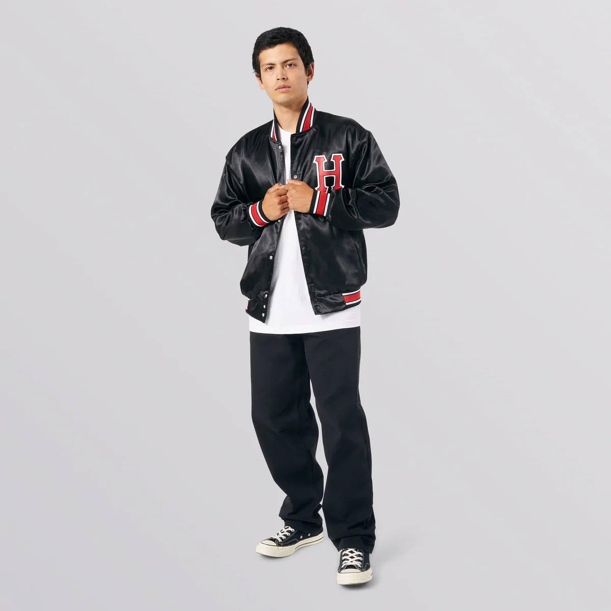 HUF(ハフ) |HUF - CRACKERJACK SATIN BASEBALL JACKET (Black)