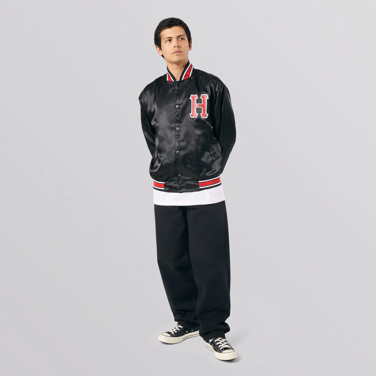 HUF(ハフ) |HUF - CRACKERJACK SATIN BASEBALL JACKET (Black)