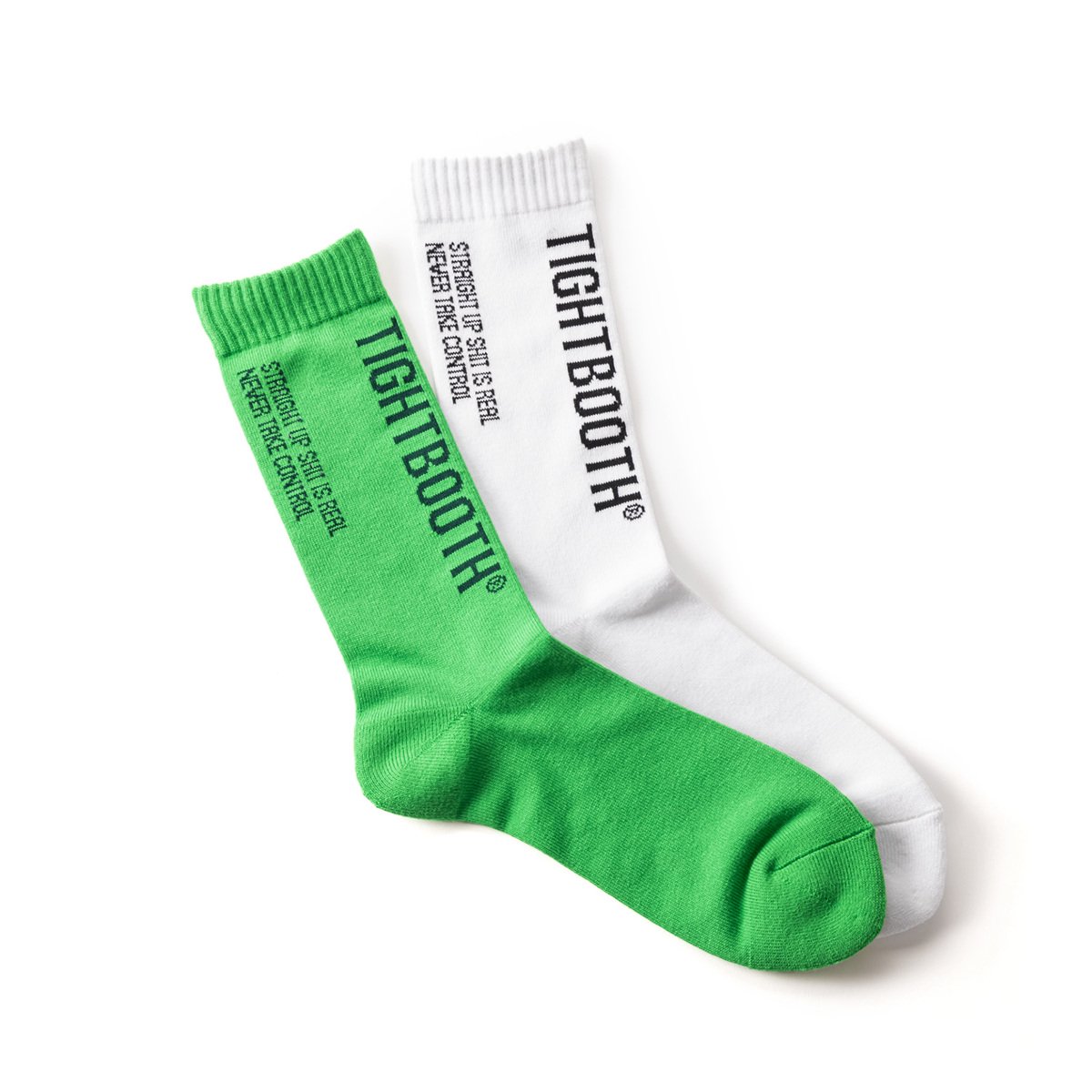 TIGHTBOOTH PRODUCTION(タイトブースプロダクション) |TBPR (TIGHTBOOTH) - TIGHTBOOTH x  WHIMSY SOCKS LABEL LOGO SOCKS (White, Green)