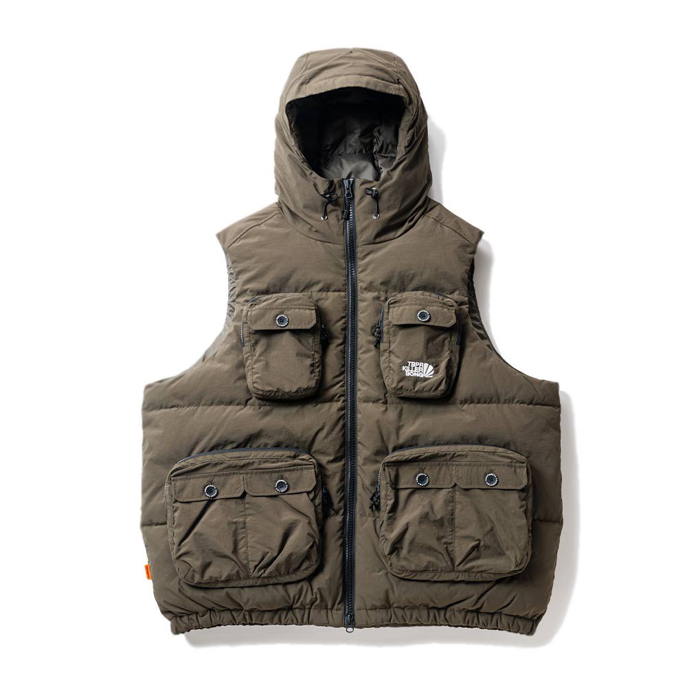 TIGHTBOOTH PRODUCTION(タイトブースプロダクション) |TIGHTBOOTH® × KILLER BONG™ - DOWN  VEST (Olive)