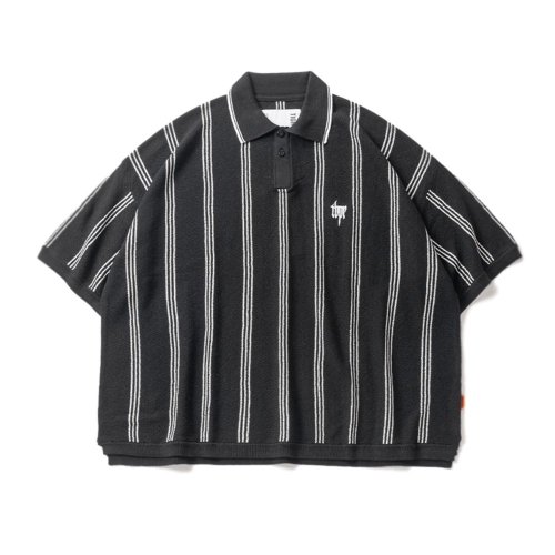 <img class='new_mark_img1' src='https://img.shop-pro.jp/img/new/icons8.gif' style='border:none;display:inline;margin:0px;padding:0px;width:auto;' />TIGHTBOOTH (TBPR) - STRIPE KNIT POLO (Black)ξʲ