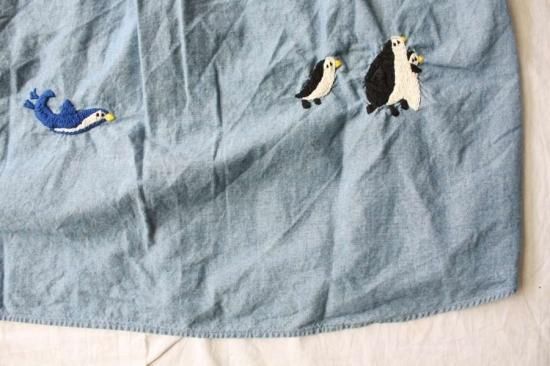 KAPITAL キャピタル シャンブレー バンドカラーBIGシャツ(ペンギン刺繍)