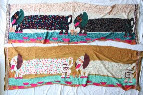 KAPITAL キャピタル 縮織ウールDOSダックスフントマフラー -Babooshka