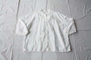 ■itiho  イチホ  21フレンチリネン スタンドカラーシャツ col.white [定番]