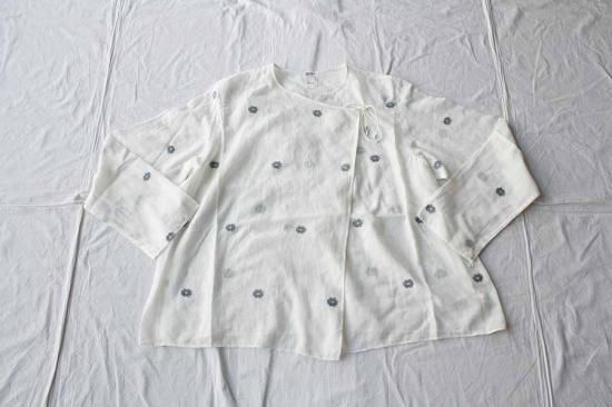 Jamdan ジャムダニ　ブラウス　KHADI 藍染 カディコットン ジャムダニのブラウス Khadi cotton 100