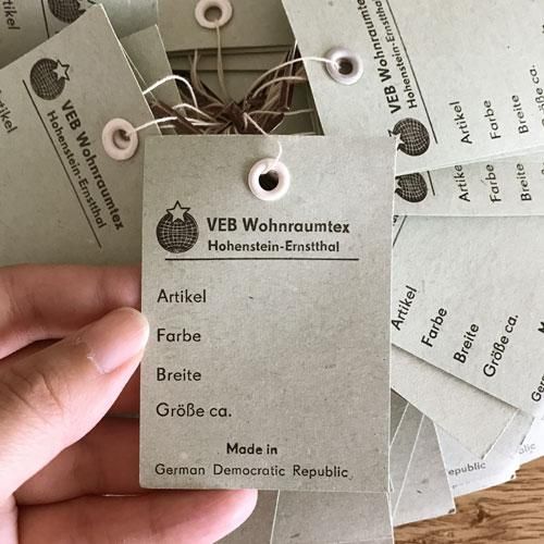 東ドイツ時代のヴィンテージ紙タグ VEB Wohnraumtex 10枚セット