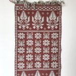 ポーランド・ヤノフ村の織物　42×84　ダヌータさんの伝統的な花柄と蝶々