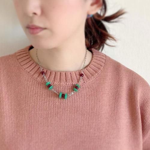 チェコヴィンテージ ウランガラスネックレス 美品 希少◇チェコ ウラン