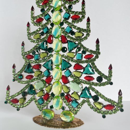 30cm特大/Bijoux刻印付/チェコガラス/クリスマスツリー/ライトグリーンチェコガラスツリーコレクション