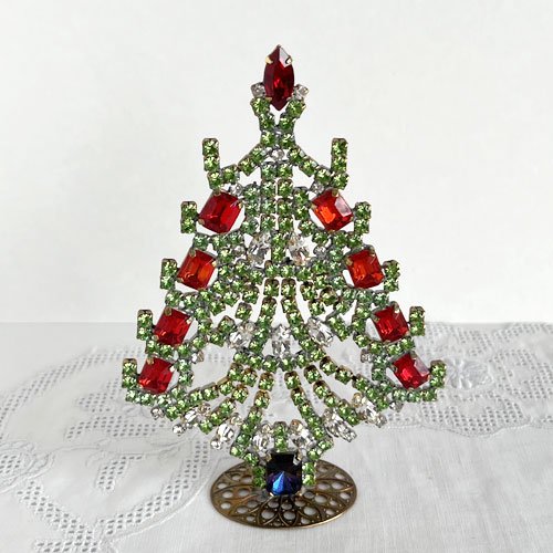 チェコガラス　クリスマスツリー　緑×赤チェコ共和国