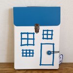 チェコの紙製ハウスファイルボックス　青