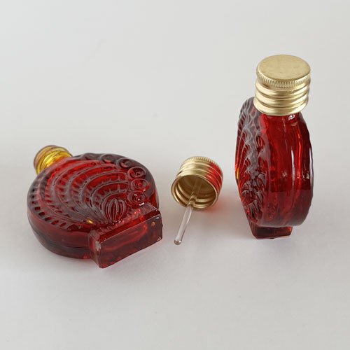 チェコ ボヘミアガラスの香水瓶 赤色 すずらん - チェコ雑貨、チェコ