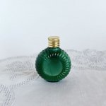 チェコ　ボヘミアガラスの香水瓶　マラカイトガラス　円形