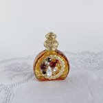 チェコ　片面装飾付き香水瓶　163　マーブルオレンジ　アシンメトリー