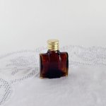 チェコ　ボヘミアガラスの香水瓶　スモークトパーズ　四角