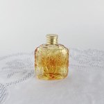 チェコ　ボヘミアガラスの香水瓶　マーブルオレンジ　二輪の花