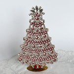 チェコ　ガラス製ラインストーンのクリスマスツリー　147　クリア×ピンク