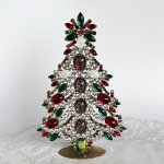 チェコ　ガラス製ラインストーンのクリスマスツリー　153　カラフル×大きなファイアオパールガラス