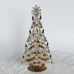 チェコ　ガラス製ラインストーンのクリスマスツリー　156　クリア×トパーズ　ファイアオパールガラス