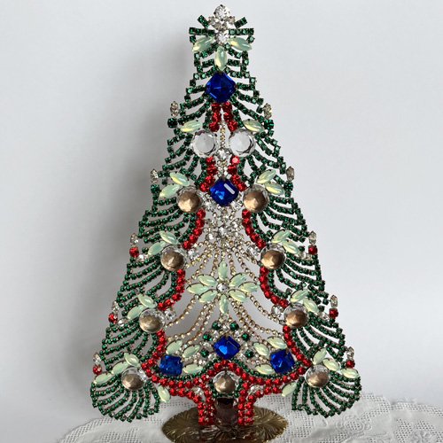 チェコ ガラス製ラインストーンのクリスマスツリー 164 特大 ウラン