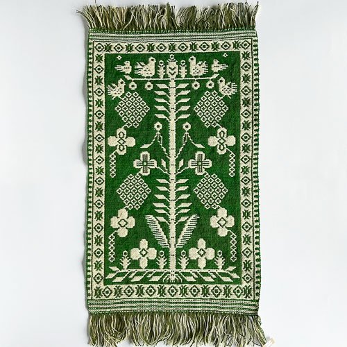 ポーランド・ヤノフ村の織物 42×68 ロムアルダさんの緑のブドウの生命 