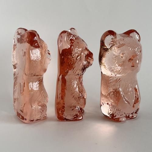 チェコ ボヘミアガラスの置物 くま ピンク - チェコ雑貨とチェコ