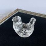 チェコ　ボヘミアガラスの置物　小鳥　クリア