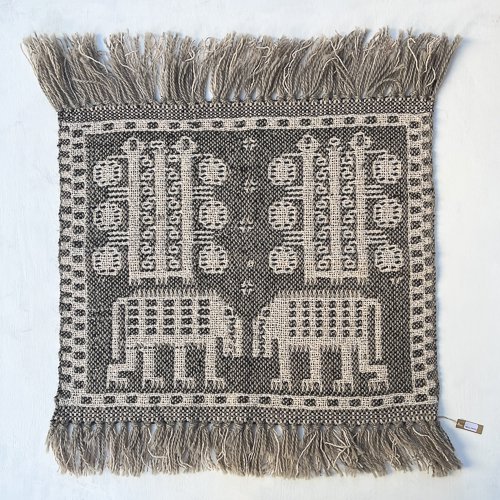 ポーランド・ヤノフ村の織物 50×42 ヘレナ・ゴウコさんの2頭のガオ柄 