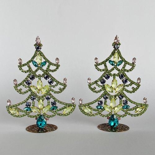 チェコ ガラス製ラインストーンのクリスマスツリー 207 大粒水色