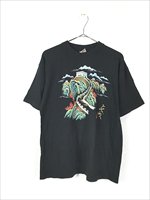 古着 80s 中国 万里の長城 カラー グラフィック アート Tシャツ M 美