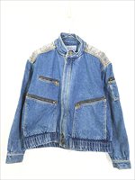 古着 JORDACHE シングル ライダース デニム ジャケット ブルゾン