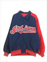 古着 90s MLB Cleveland Indians インディアンズ パデット ナイロン