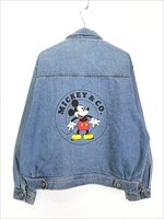 古着 90s Disney Mickey ミッキー BIG プリント デニム ジャケット G 