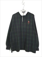 古着 90s Canada製 Polo Ralph Lauren 「POLO BEAR」 ポロベア チェック ラガー ラグビー シャツ M  古着【30off】 - 古着 通販 ヴィンテージ 古着屋 Dracaena ドラセナ