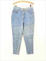 レディース 古着 90s パッチワーク 継ぎ接ぎ風 ブルー デニム パンツ