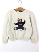 キッズ 古着 90s Ralph Lauren 「POLO BEAR ポロ ベア」 ハンド ニット セーター 7-8歳位 古着【10off】 - 古着  通販 ヴィンテージ 古着屋 Dracaena ドラセナ